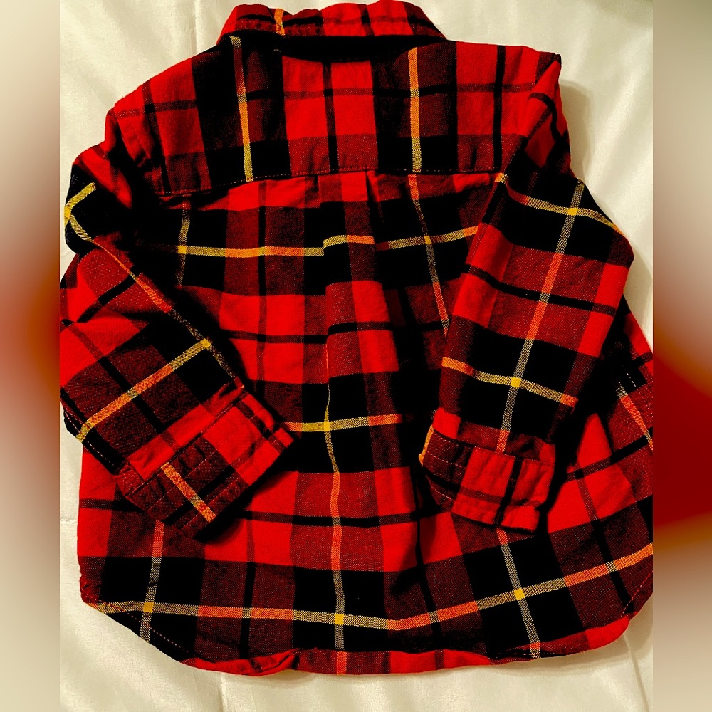 Ralph Lauren size 9 months longsleeved, button-down shirt-red, yellow & black 🌻 - Picture 4 of 5